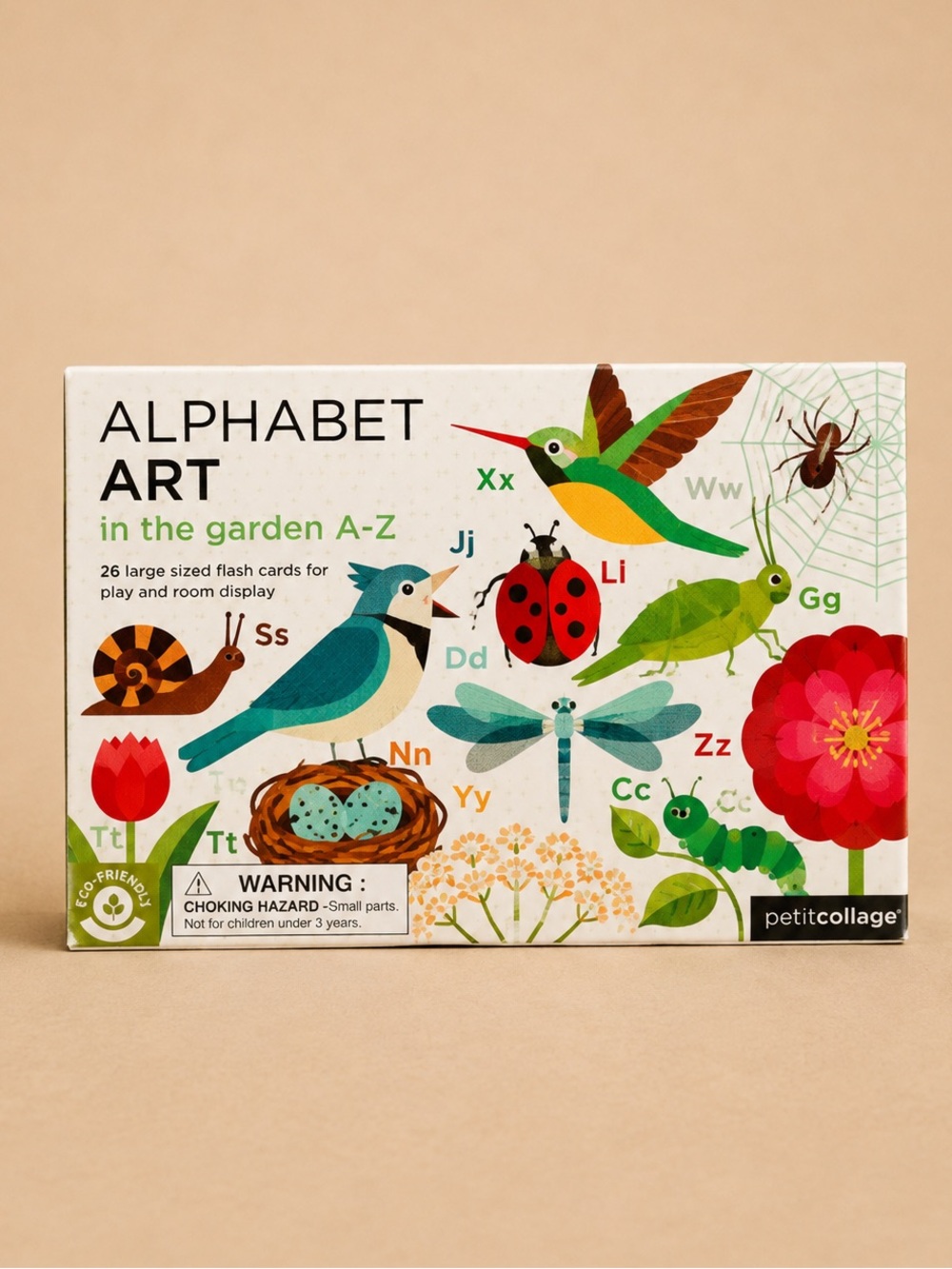Petit Collage Alphabet Art in the Garden A–Z Flash Cards, Toddler, Kids Alphabet